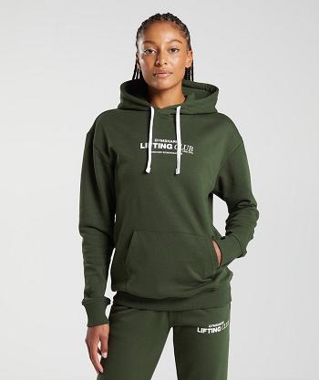 Sudadera Con Capucha Gymshark Social Club Oversized Mujer Verde Oliva | CO 2003VRW